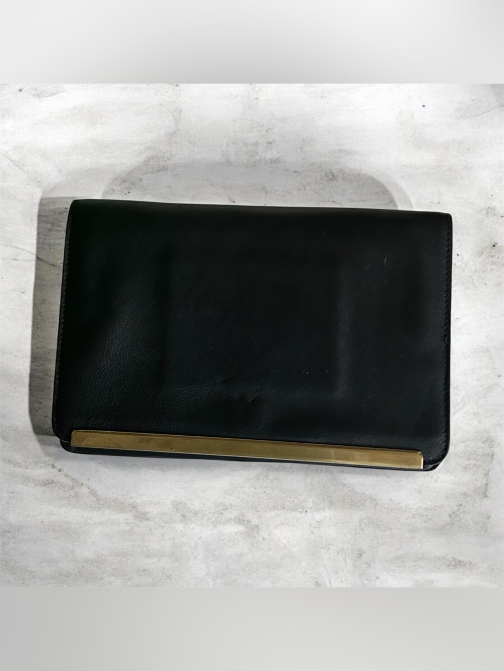 Made well Gold Chain Black Leather Shoulder Bag